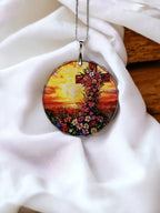 Glass Diamond Cut edge Crucifix SunCatcher Ornament - Bauble - Decoration - Communion - Stained Glass - Gift Present - Garden - Grave decor