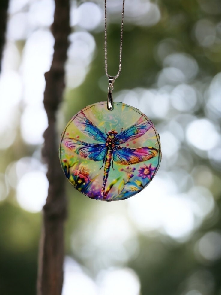Glass Diamond Cut edge Dragonfly SunCatcher Ornament - Bauble - Decoration - Stocking filler - Stained Glass - Gift - Present - Garden - Bar