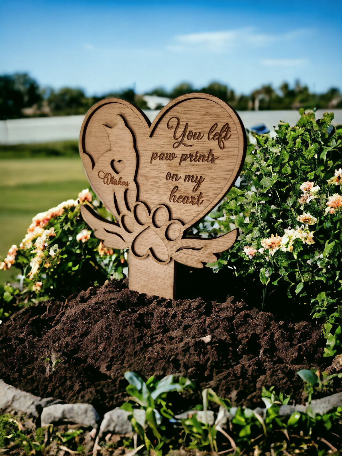 Personalised pet memorial grave markers - Stake - Garden shrine - Dog - Cat - Puppy - Anniversary - Remembering - Spike - Urn - Cremation