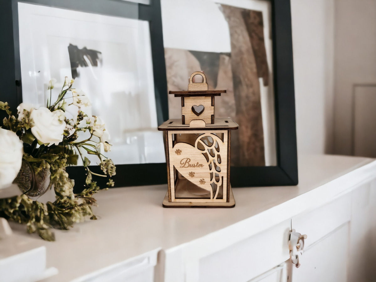 Personalised pet memorial lantern - Stunning remembrance item - Display - Memories - Dog - Cat - Anniversary of death - Funeral - Urn