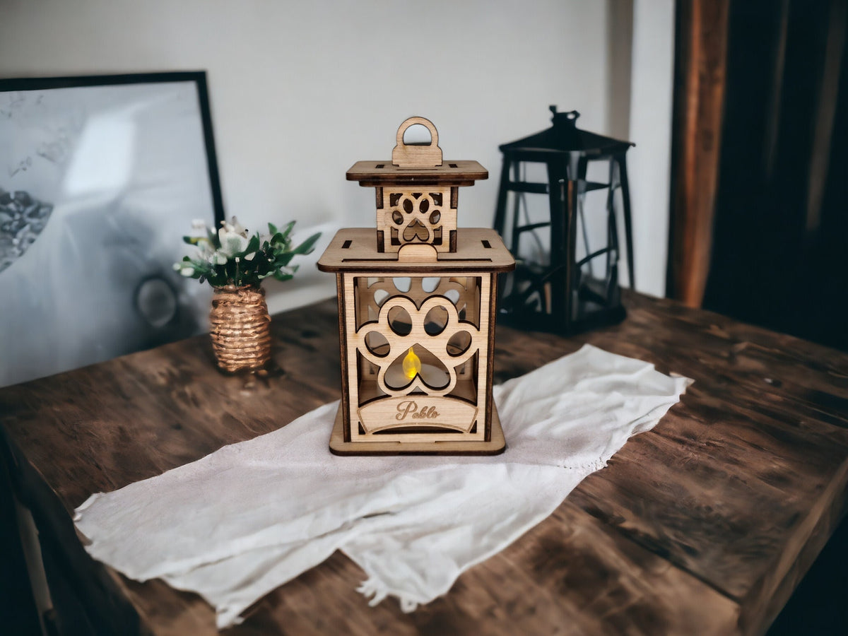 Personalised pet memorial lantern - Stunning remembrance item - Display - Memories - Dog - Cat - Anniversary of death - Funeral - Urn