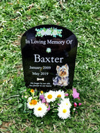 Personalised Dog Memorial grave marker - Choice of breed - memorial slate, grave stone - Rainbow bridge - colourful - memory - garden