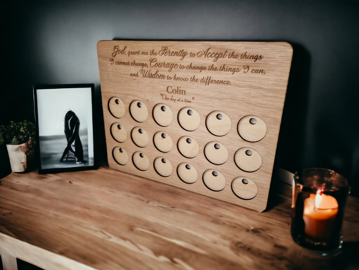 Personalised Serenity Prayer Recovery Token Display - Chips - Personalized Serenity Prayer Recovery Chip Holder - AA display - Holder