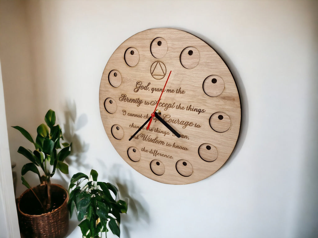 Serenity Prayer Recovery Token Display Clock - Chips - Personalized Serenity Prayer Recovery Chip Holder - AA display - Holder - Coin