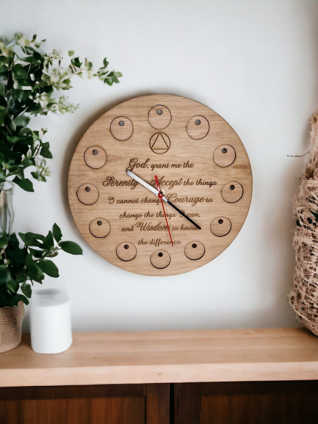 Serenity Prayer Recovery Token Display Clock - Chips - Personalized Serenity Prayer Recovery Chip Holder - AA display - Holder - Coin