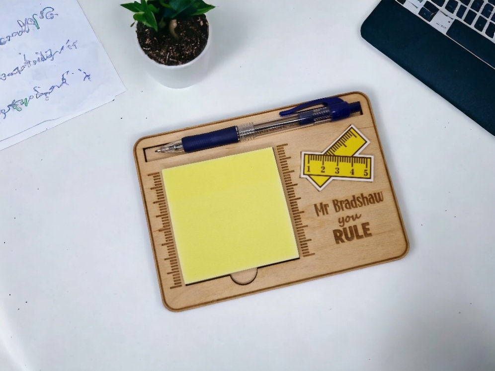 Personalised wooden Teacher post it note station - Appreciation gift - Thank you present - graduation - teaching - Ornament - end of term