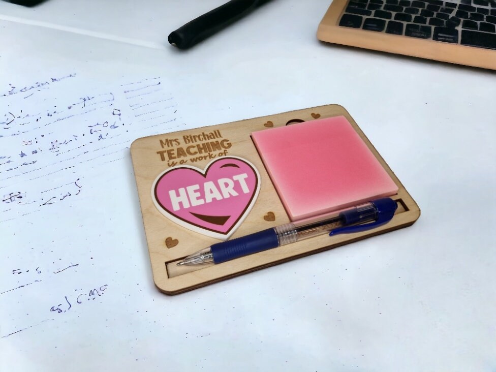 Personalised wooden Teacher post it note station - Appreciation gift - Thank you present - graduation - teaching - Ornament - end of term