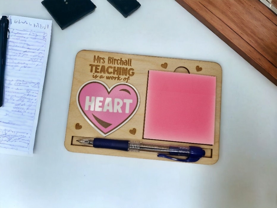 Personalised wooden Teacher post it note station - Appreciation gift - Thank you present - graduation - teaching - Ornament - end of term