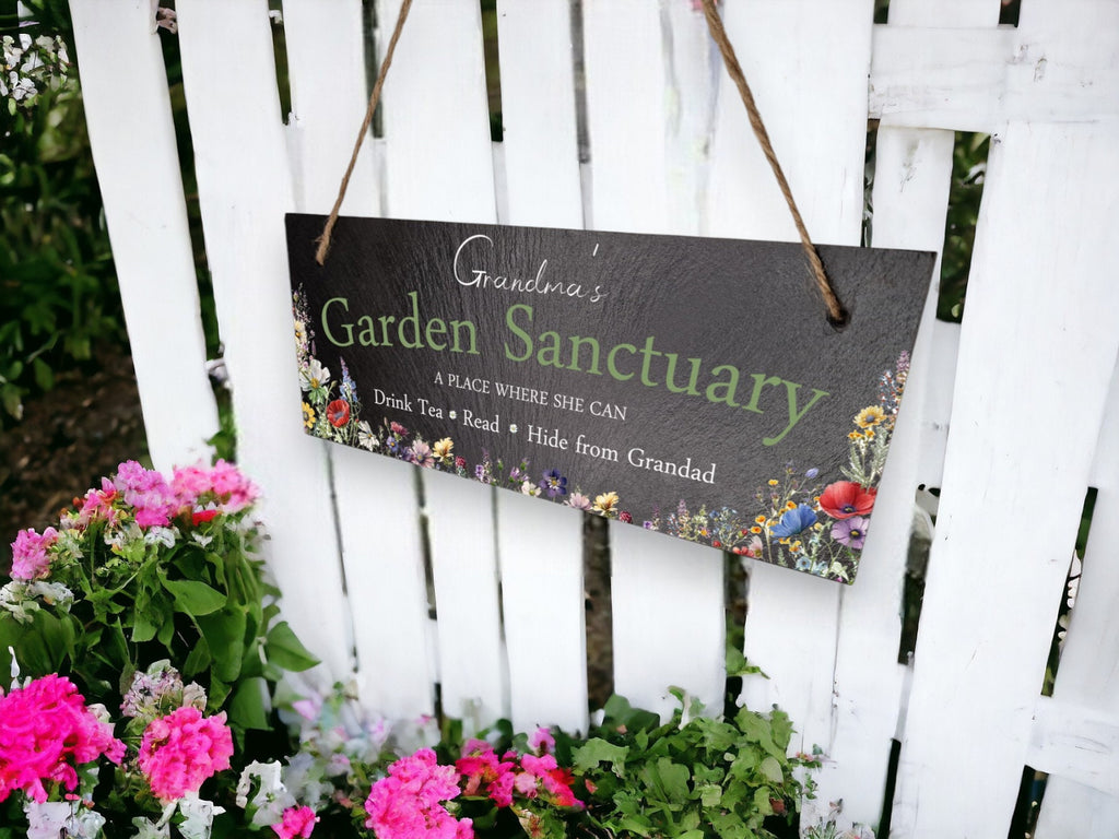 Personalised garden sign decoration - Printed onto high quality Welsh slate - great gift for garden lover - Gardening - rockery - yard art