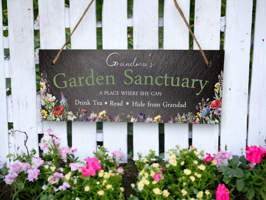 Personalised garden sign decoration - Printed onto high quality Welsh slate - great gift for garden lover - Gardening - rockery - yard art