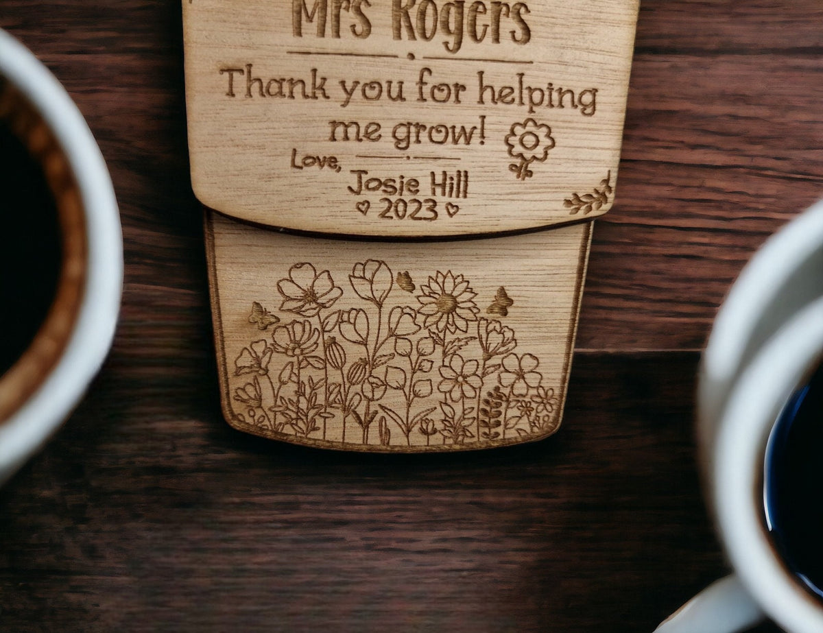 Personalised wooden gift card holder - Teacher thank you gift - graduation - Coffee - teaching - Voucher - end of term present
