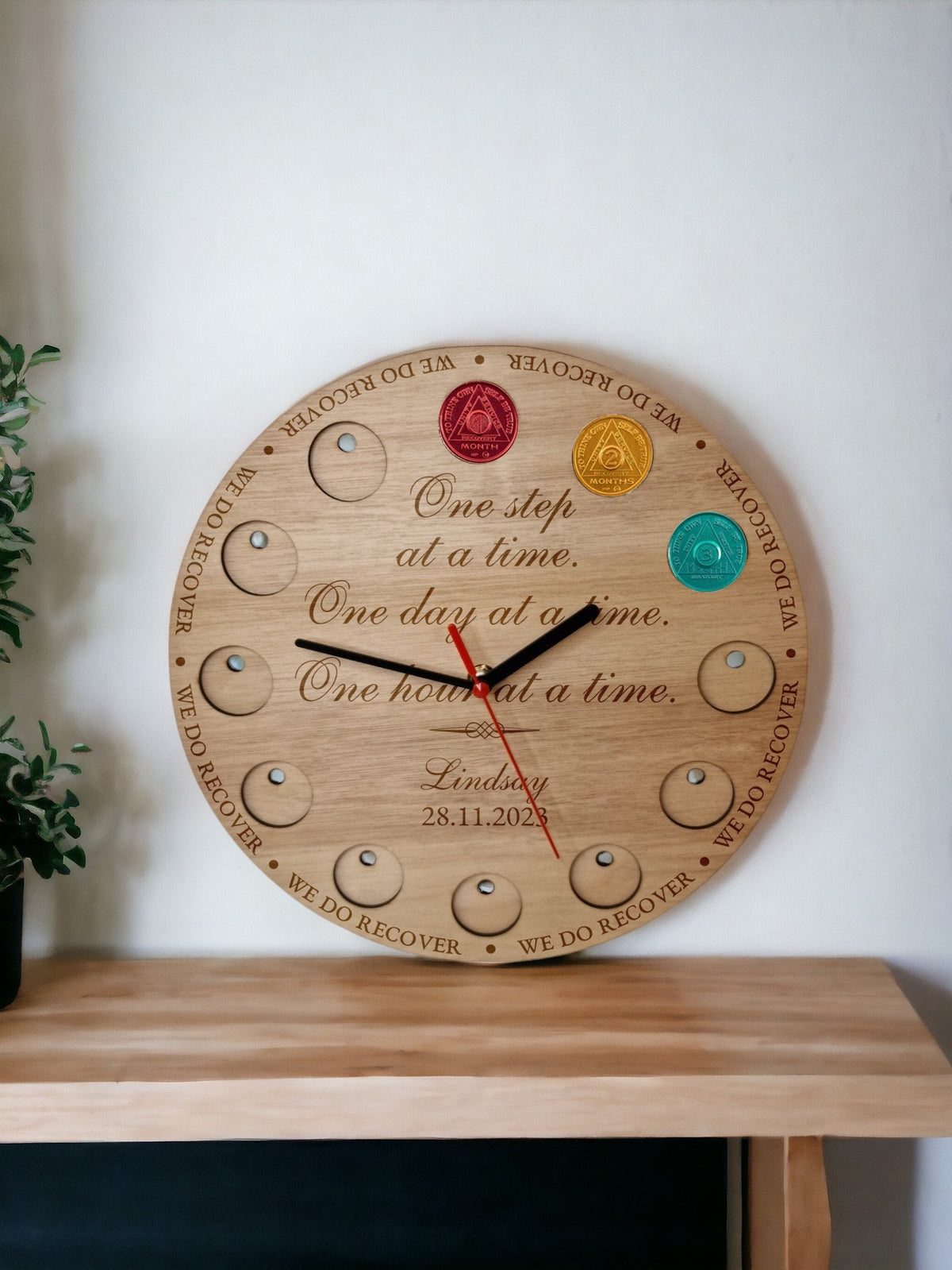 Personalised Recovery Token Display Clock - Chips - Personalized Serenity Prayer Recovery Chip Holder - AA display - Holder - Coin - Gift