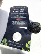 Stunning personalised memorial grave marker - Red rose design - Temporary headstone, outdoor, remembering your loved ones - grave stone
