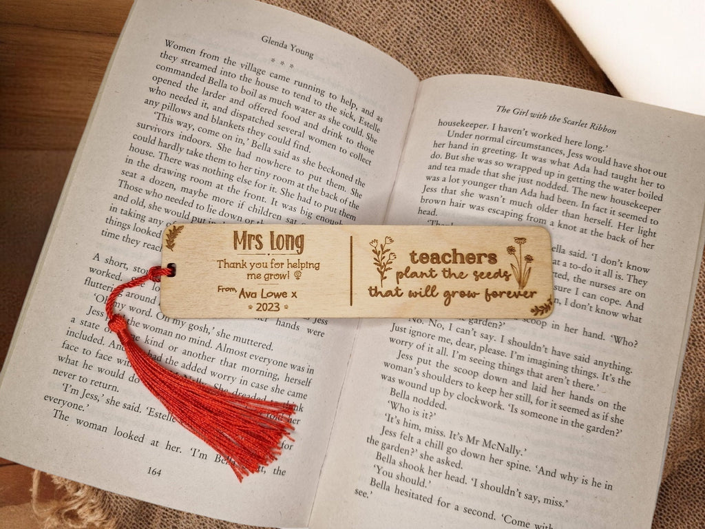 personalised wooden bookmark - Teacher thank you gift - graduation - Teacher - teaching - thank you gift - end of term present.