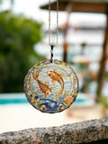 Glass Diamond Cut edge Carp SunCatcher Ornament - Bauble - Decoration - Stocking filler - Stained Glass - Gift - Present - Koi Japanese