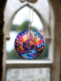 Glass Diamond Cut edge Magical Castle SunCatcher Ornament - Bauble - Decoration - Stocking filler - Stained Glass - Gift - Present - Church
