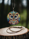 Glass Diamond Cut edge Owl SunCatcher Ornament - Bauble - Decoration - Stocking filler - Stained Glass - Gift Present - Garden - Bar - home