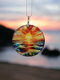 Glass Diamond Cut edge Sunset SunCatcher Ornament - Bauble - Decoration - Communion - Stained Glass - Gift Present - Garden - Grave decor