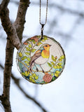 Glass Diamond Cut edge Robin SunCatcher Ornament - Bauble - Decoration - Stocking filler - Stained Glass - Gift - Present - Memorial