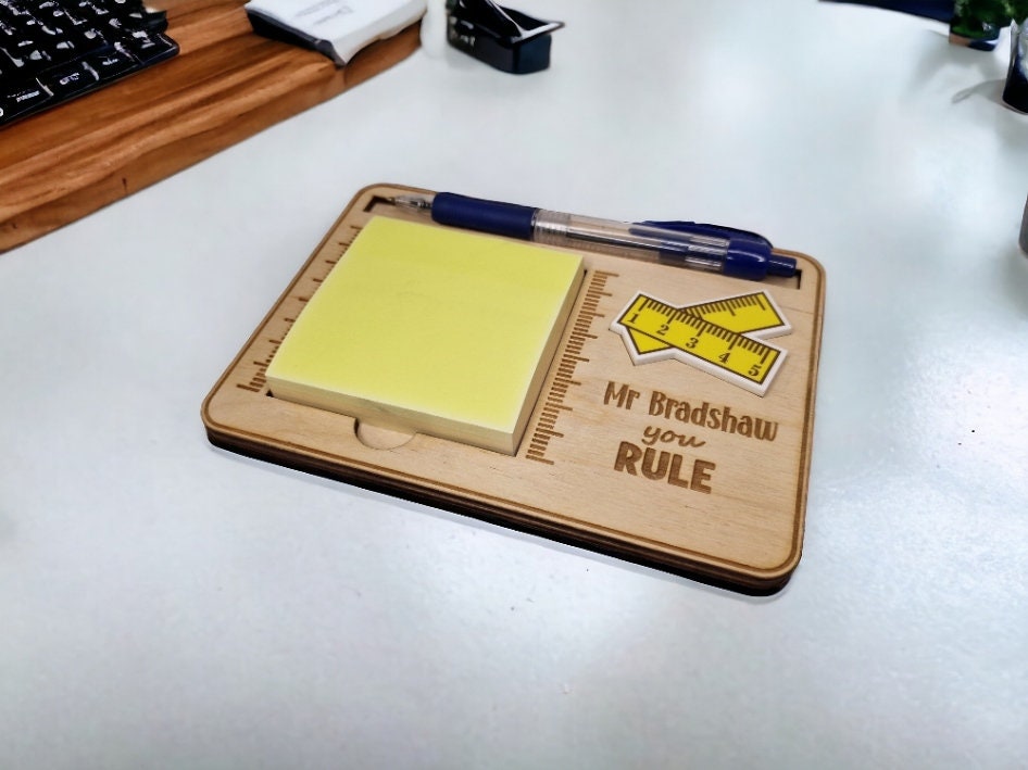 Personalised wooden Teacher post it note station - Appreciation gift - Thank you present - graduation - teaching - Ornament - end of term
