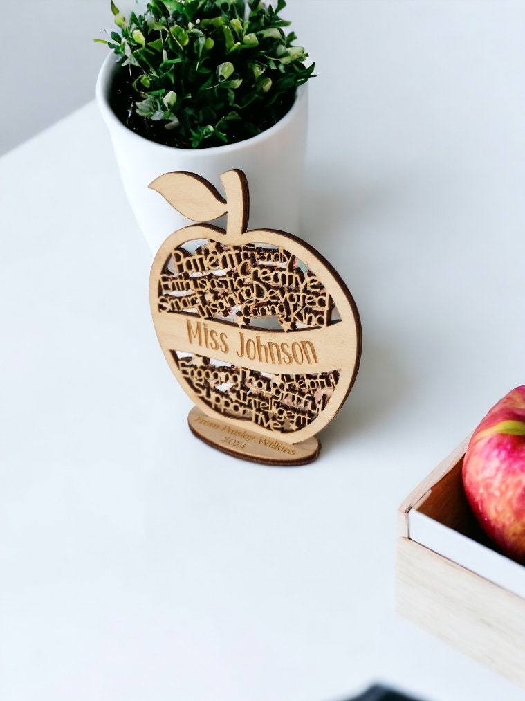 personalised apple desk ornament - Teacher thank you gift - graduation - Teacher - teaching - thank you gift - end of term present - Plaque