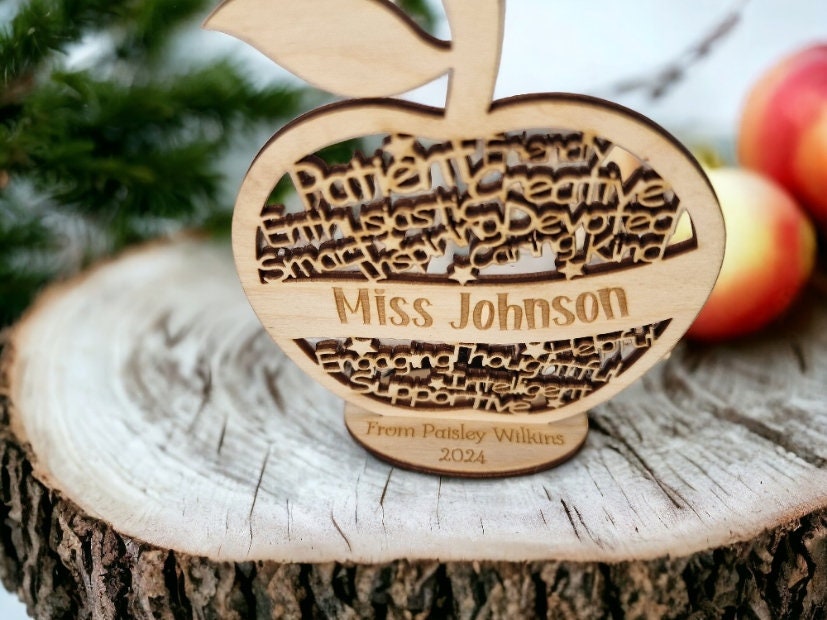 personalised apple desk ornament - Teacher thank you gift - graduation - Teacher - teaching - thank you gift - end of term present - Plaque