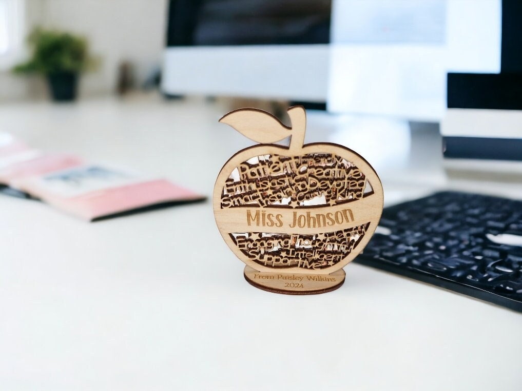 personalised apple desk ornament - Teacher thank you gift - graduation - Teacher - teaching - thank you gift - end of term present - Plaque