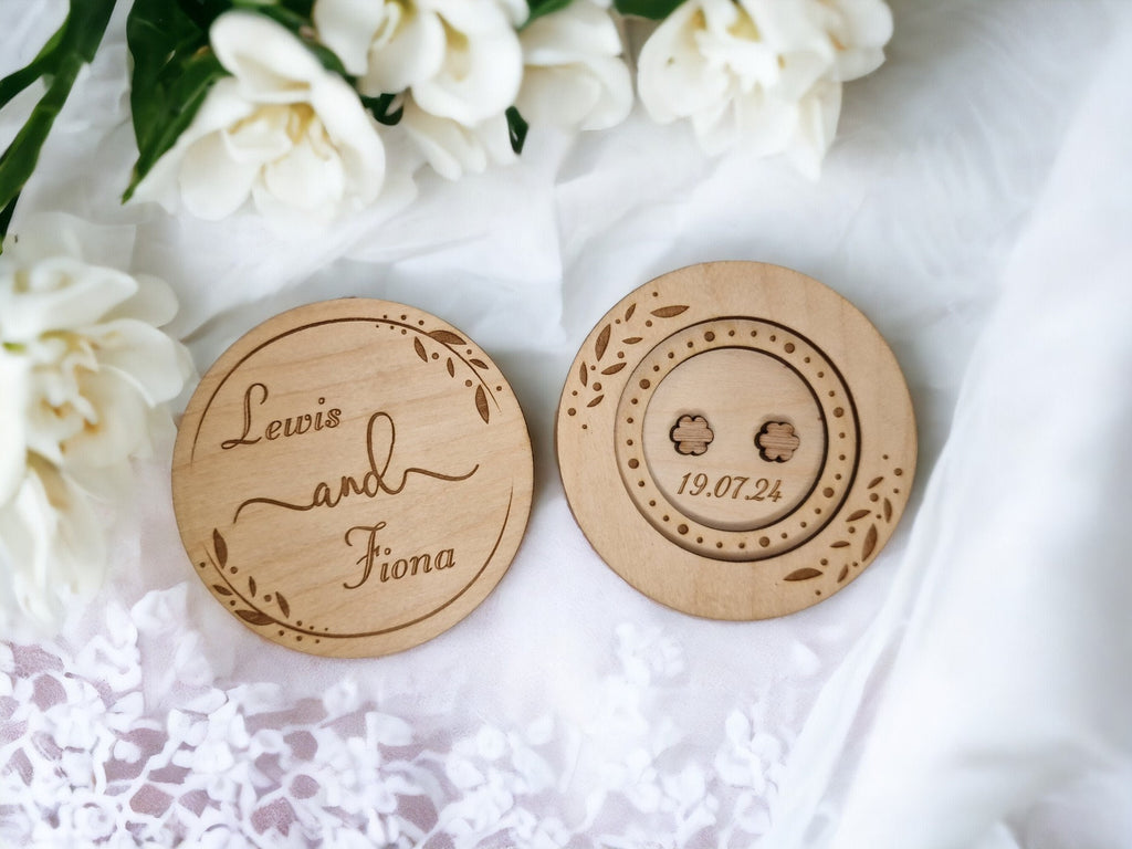 Personalised Ring Box - Ceremony - Best man - Hearth - Wooden engraved - Rustic Wedding - Sentimental keepsake - Something new - Page boy