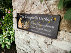 Personalised garden sign decoration - Printed onto high quality Welsh slate - great gift for garden lover - Family - rockery - yard art