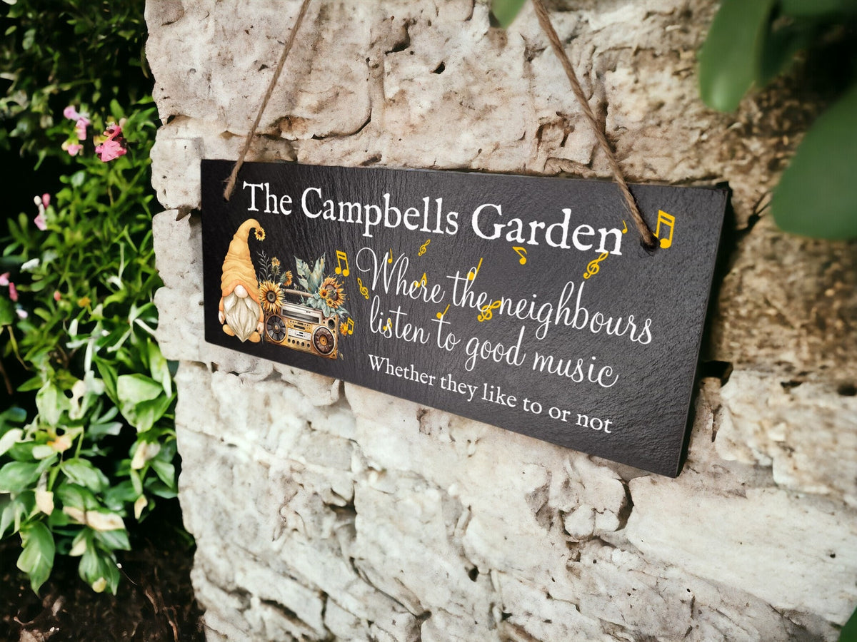 Personalised garden sign decoration - Printed onto high quality Welsh slate - great gift for garden lover - Family - rockery - yard art