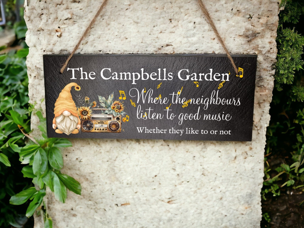 Personalised garden sign decoration - Printed onto high quality Welsh slate - great gift for garden lover - Family - rockery - yard art