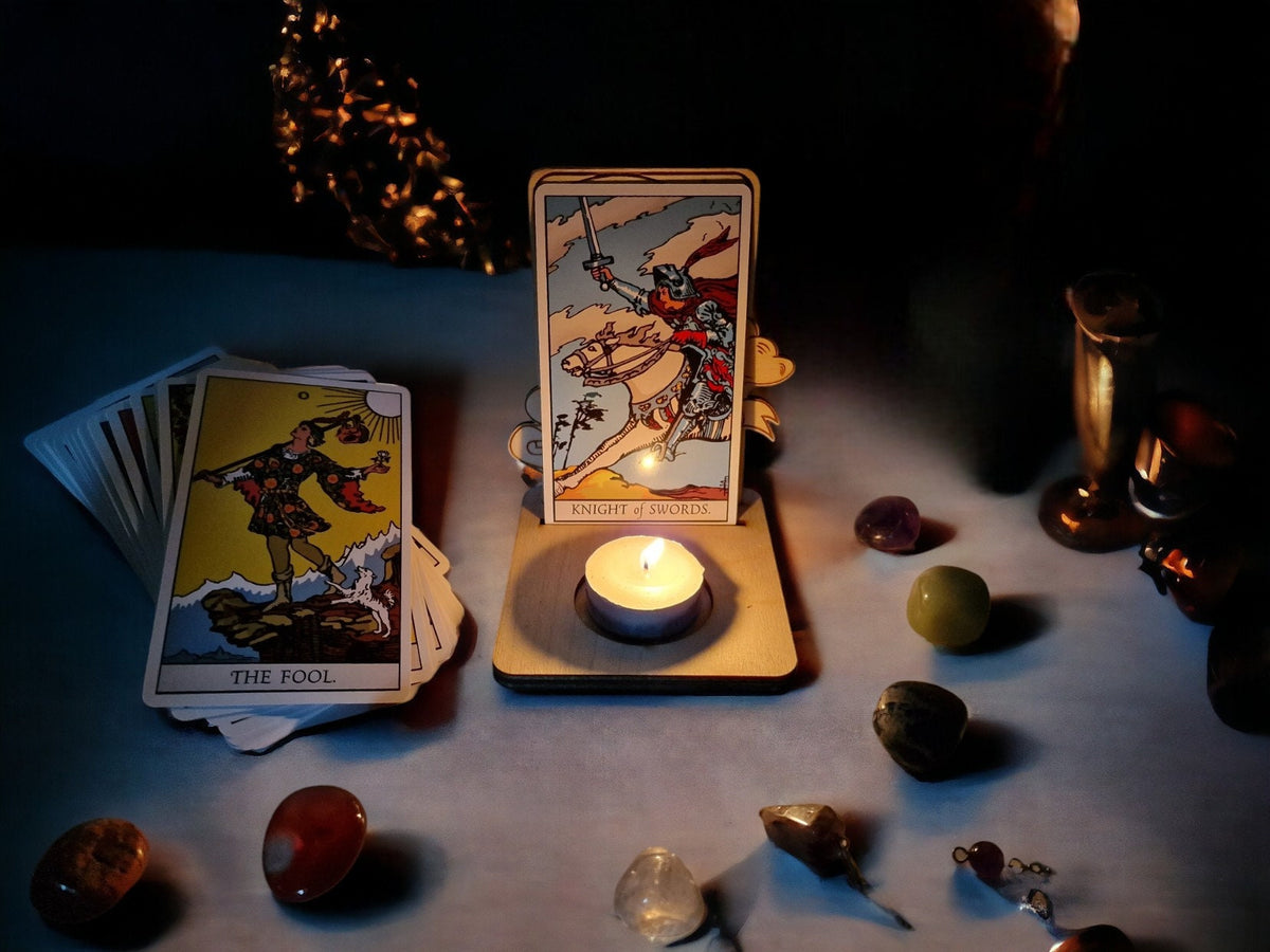 Tarot card of the day candle display - Alter stand - Oracle - Spread board - Fortune teller - Sun and Moon - Spiritualist - Witchy - Wiccan