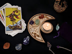 Crystal tray Trinket candle display - Tarot - Pentagram - Ouija - Fortune - Sun and Moon - Spiritualist - Witchy - Wiccan - Healing - Pagan