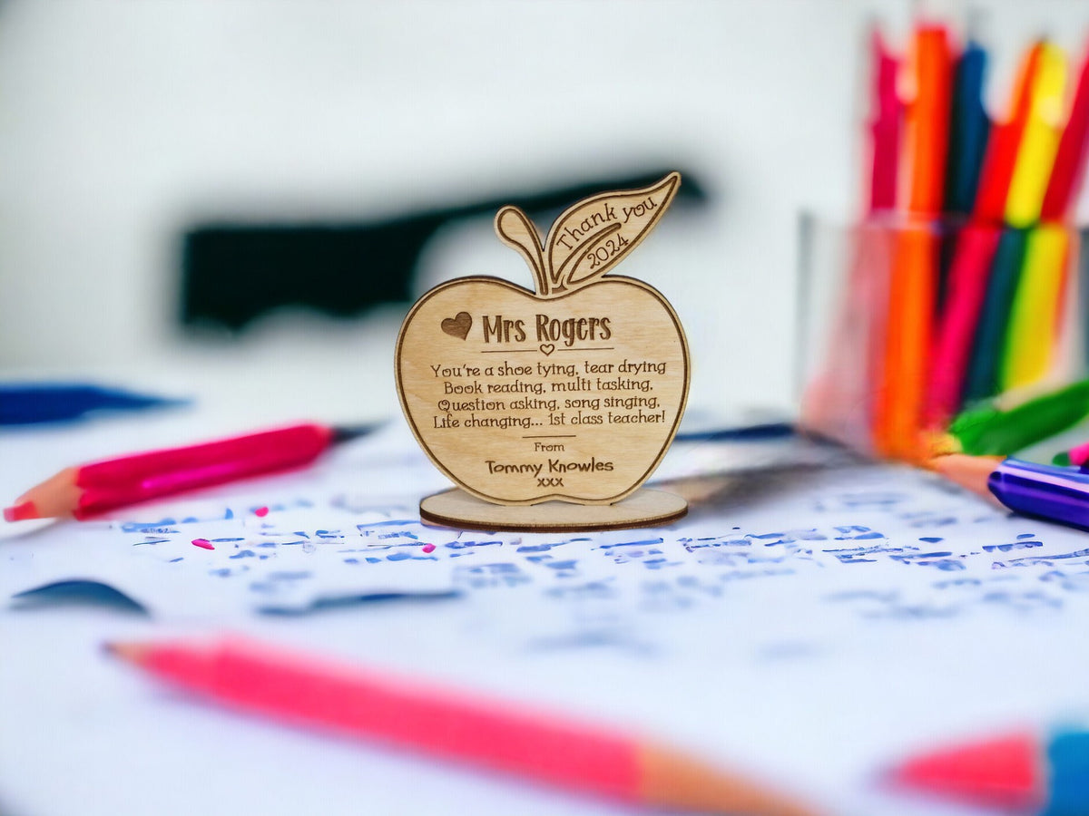 personalised apple desk ornament - Teacher thank you gift - graduation - Teacher - teaching - thank you gift - end of term present - Plaque
