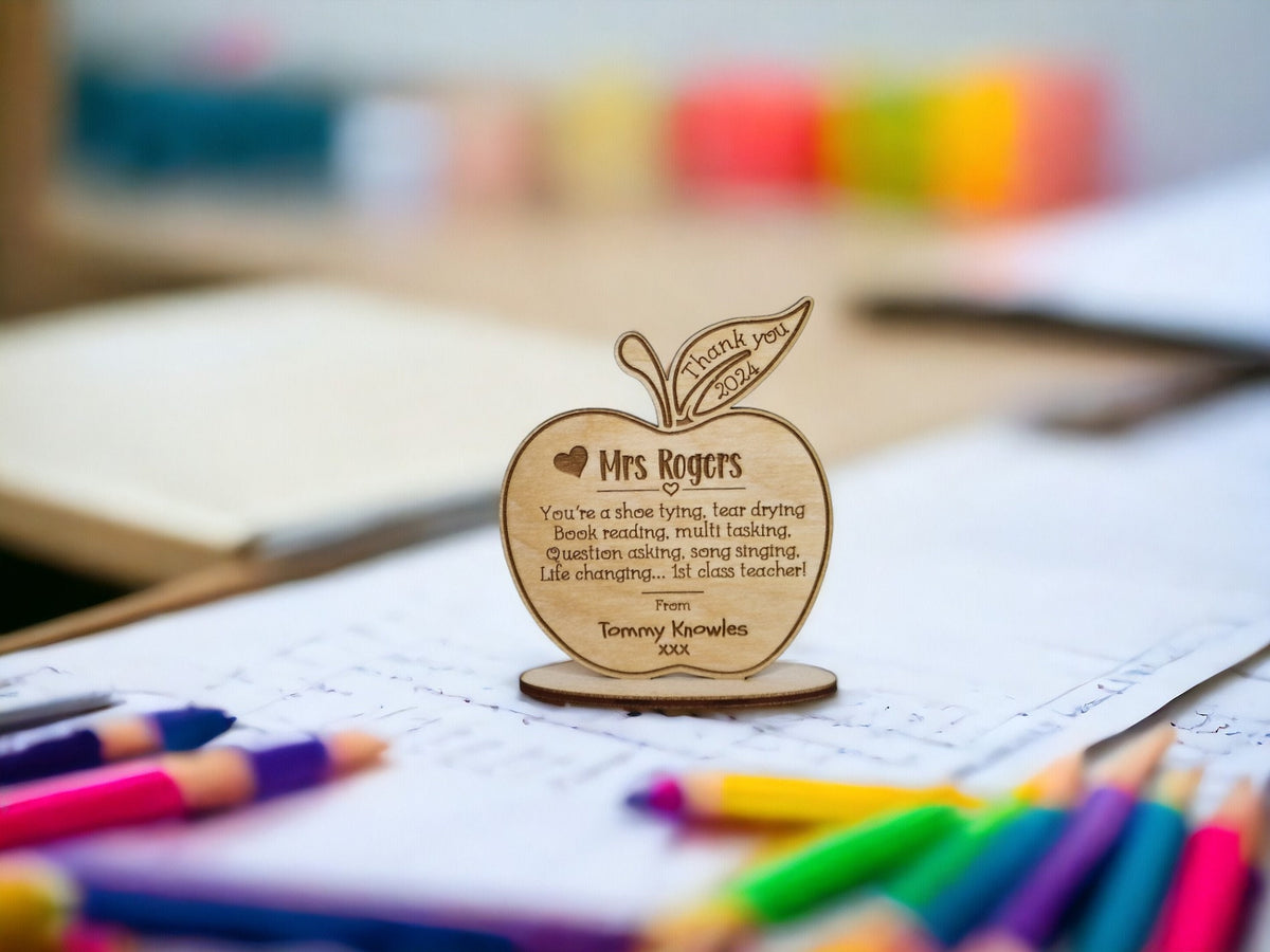 personalised apple desk ornament - Teacher thank you gift - graduation - Teacher - teaching - thank you gift - end of term present - Plaque