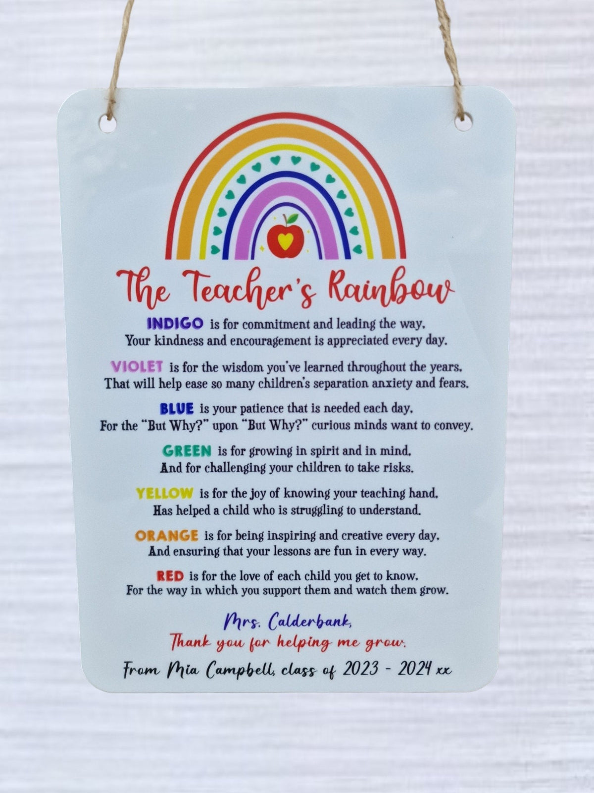 Personalised Teacher hanging ornament - End of term - Appreciation gift - Thank you present - Leaving - Graduation - Pre-school - Nursery
