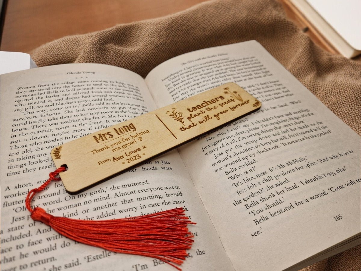 personalised wooden bookmark - Teacher thank you gift - graduation - Teacher - teaching - thank you gift - end of term present.