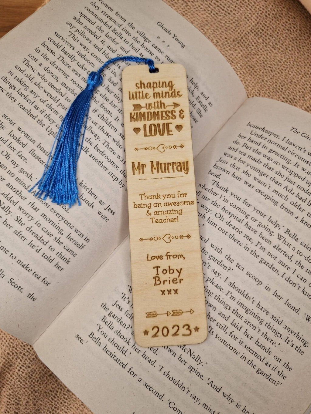 Personalised wooden bookmark - Choice of 4 designs -Teacher thank you gift - Graduation - Teacher - Teaching - End of term present.