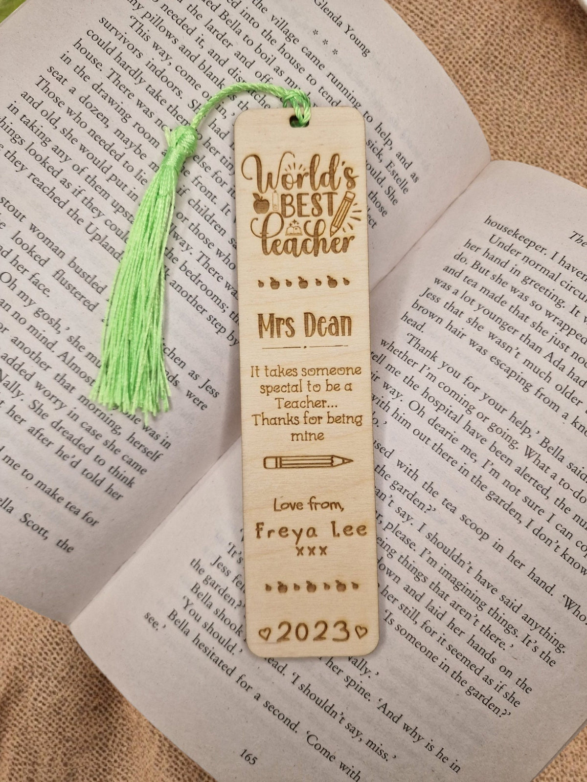 Personalised wooden bookmark - Choice of 4 designs -Teacher thank you gift - Graduation - Teacher - Teaching - End of term present.