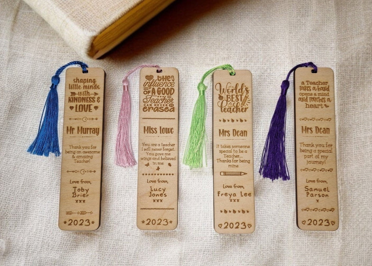Personalised wooden bookmark - Choice of 4 designs -Teacher thank you gift - Graduation - Teacher - Teaching - End of term present.