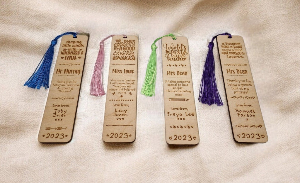Personalised wooden bookmark - Choice of 4 designs -Teacher thank you gift - Graduation - Teacher - Teaching - End of term present.