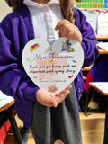 Personalised Teacher hanging heart ornament - End of term - Appreciation gift - Thank you present - Leaving - Graduation - Pre-school