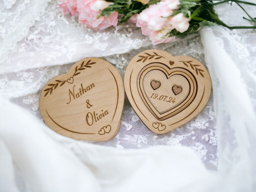 Personalised Ring Box - Ceremony - Best man - Hearth - Wooden engraved - Rustic Wedding - Sentimental keepsake - Something new - Page boy