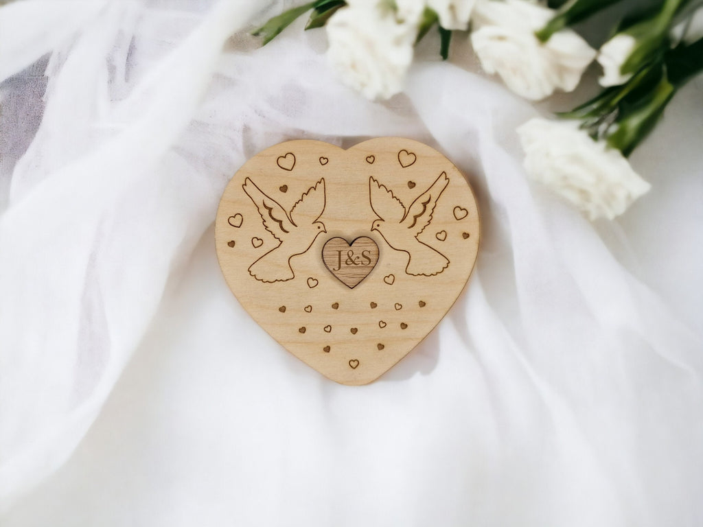Personalised Ring Box - Ceremony - Best man - Hearth - Wooden engraved - Rustic Wedding - Sentimental keepsake - Something new - Page boy