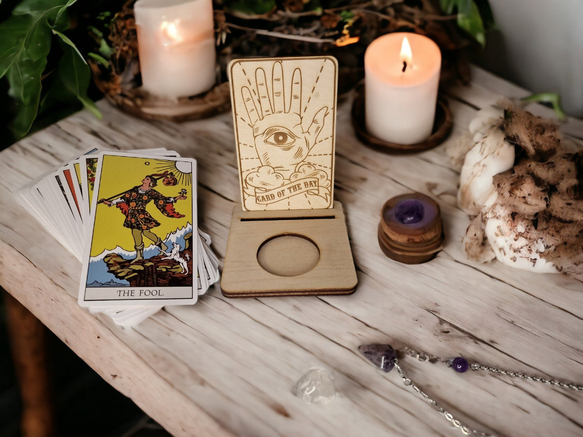 Tarot card of the day candle display - Alter stand - Oracle - Spread board - Fortune teller - Sun and Moon - Spiritualist - Witchy - Wiccan