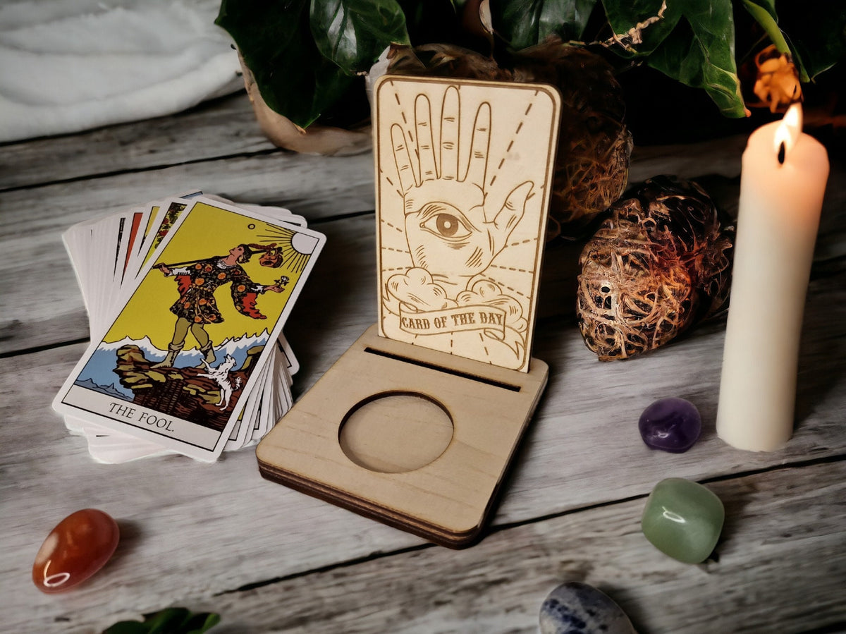 Tarot card of the day candle display - Alter stand - Oracle - Spread board - Fortune teller - Sun and Moon - Spiritualist - Witchy - Wiccan
