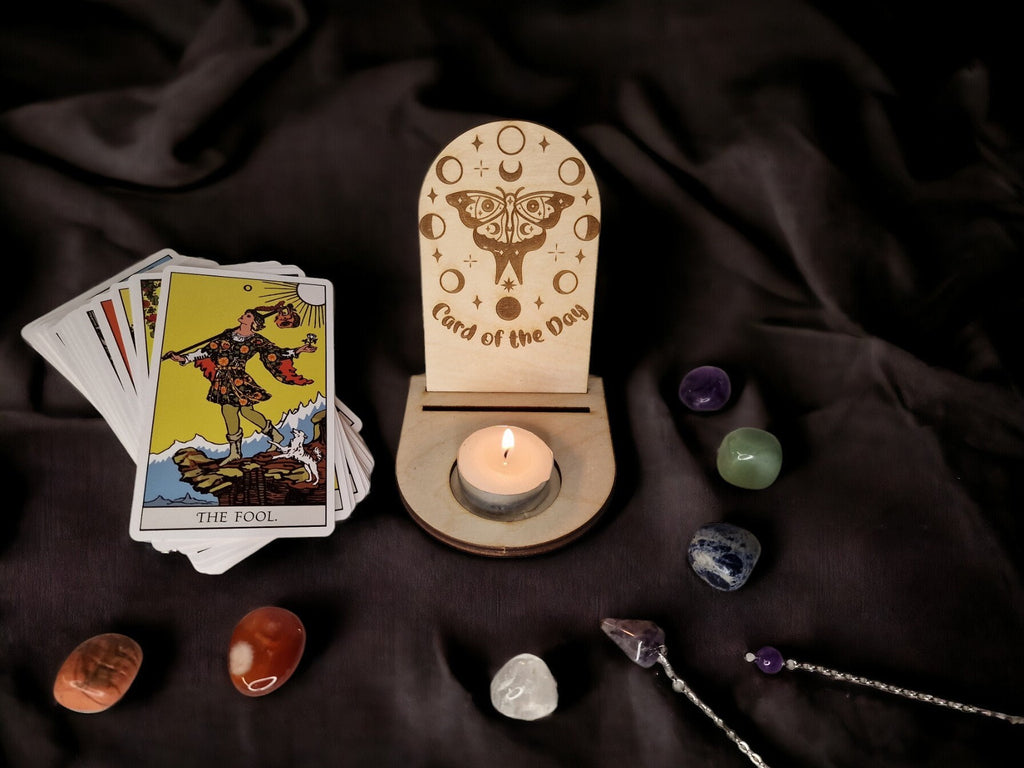 Tarot card of the day candle display - Alter stand - Oracle - Spread board - Fortune teller - Sun and Moon - Spiritualist - Witchy - Wiccan