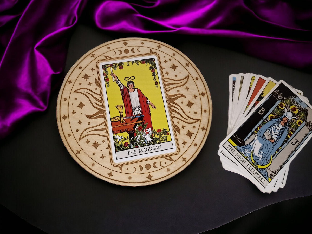 Tarot card of the day display - Alter stand - Angel - Oracle - Spread board - Fortune teller - Sun and Moon - Spiritualist - Witchy - Wiccan