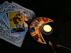 Crystal tray Trinket candle display - Tarot - Pentagram - Ouija - Fortune - Sun and Moon - Spiritualist - Witchy - Wiccan - Healing - Pagan