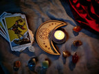 Crystal tray Trinket candle display - Tarot - Pentagram - Ouija - Fortune - Sun and Moon - Spiritualist - Witchy - Wiccan - Healing - Pagan